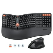 Meetion DirectorC Ergonomic Wireless Split Design USB-C Rechargeable Computer Keyboard \u0026 Mouse Sets with Cushioned Palm Rest, Black